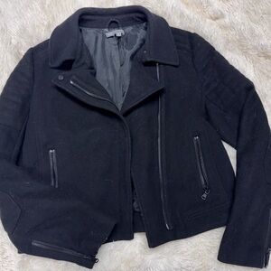 Vince Wool Blend Motorcycle Jacket - black, women’s large